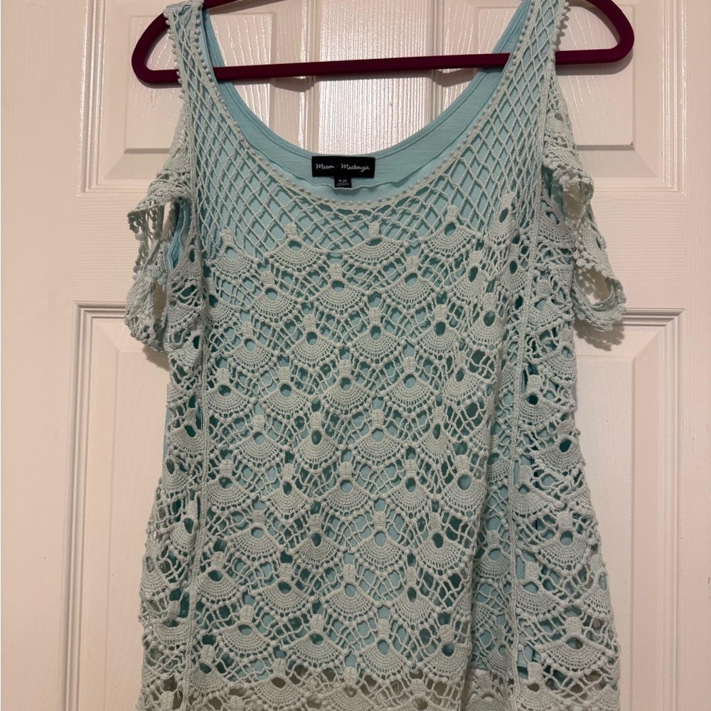 Mint Green Cold Shoulder Top